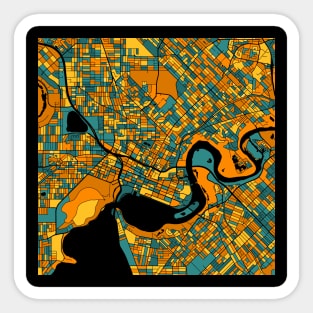 Perth Map Pattern in Orange & Teal Sticker